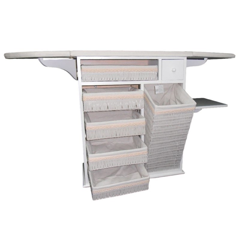 Mueble de Plancha Estoril Blanco 5 Bandejas y Cesto Grande - Organiza tu Ropa