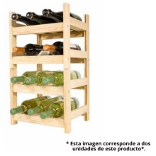 Botellero de Madera de Pino apilable en Color Natural para 6 Botellas y con 2 Niveles de Altura.