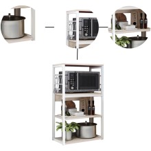 Estantería de Cocina Alta con Marco de Metal Blanco, Estante para microondas 50x30x100 Cm Color Natural y Blanco