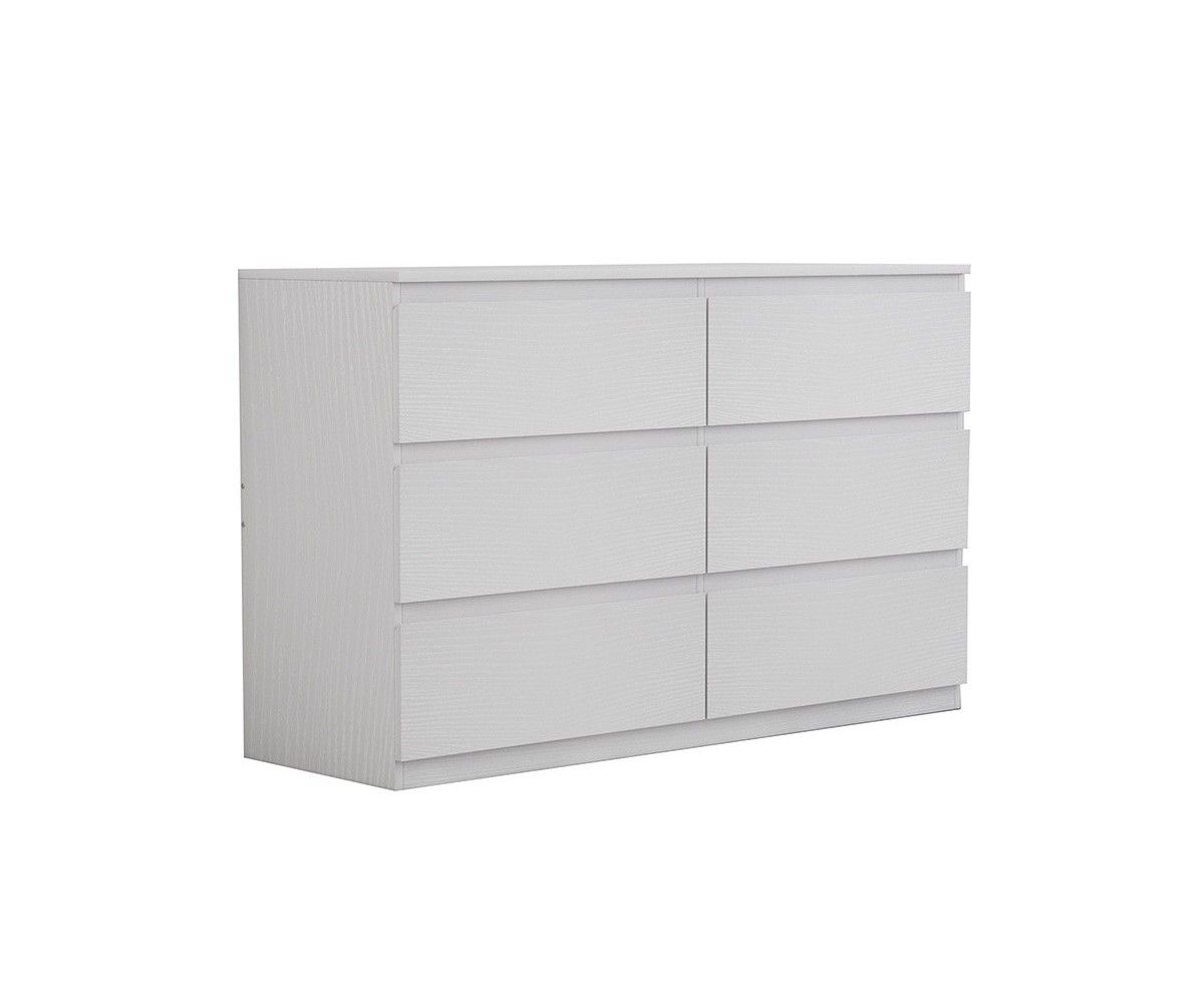 Cómoda de 6 Cajones con Amplio Espacio de Almacenaje - Color Blanco - 120x40x75 cm - Mueble Moderno para Dormitorio.