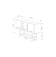 Buffet Moderno de 2 Puertas Color Gris Antique-Mocha-Blanco - 150x42x79.5 cm - Diseño Elegante para Comedor.