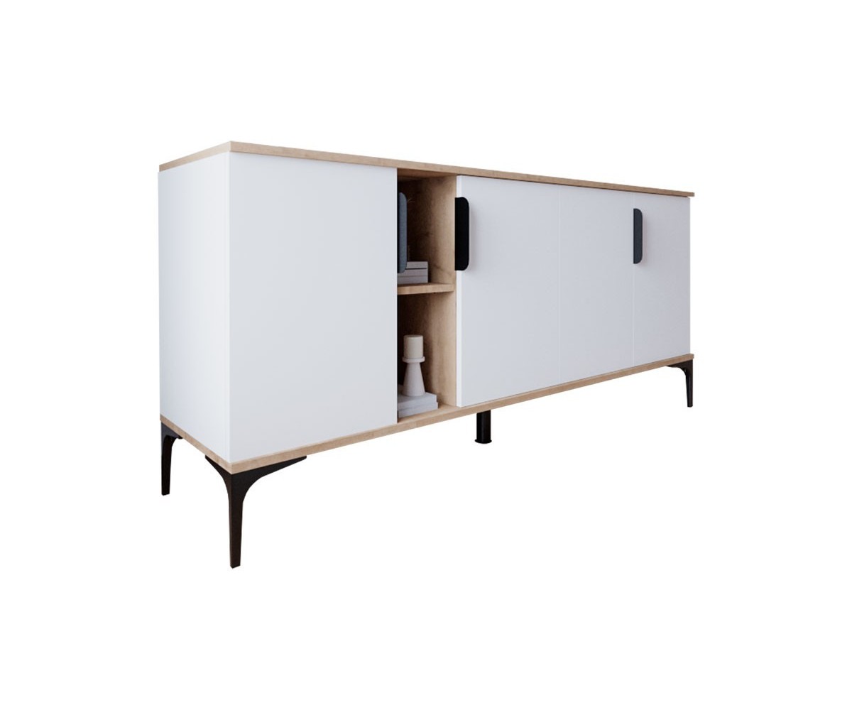 Buffet en Melamina Blanco, 180x40x78 cm, Diseño Moderno y Duradero