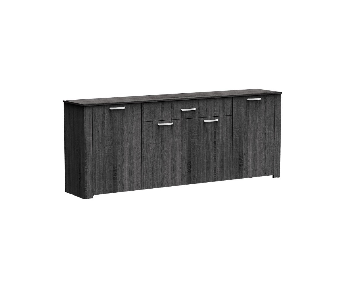 Buffet con Amplio Espacio de Almacenaje, 4 Puertas y 1 Cajón, Gris-Wenge, 210x40x82 cm