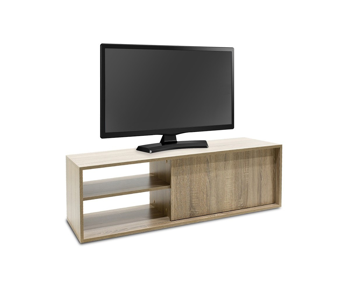 Mueble TV con Estantes y 1 Puerta en Color Cambria - 120x40x38 cm: Organización y Estilo para tu Sala.