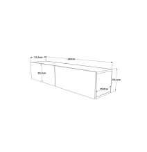 Mueble TV para Pared Color Antracita-Roble 140x31.5x29.5 cm - 2 Puertas Estilo Moderno.