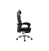 Silla de Oficina Manager con Reposapiés - Premium Quality Tela-Malla Negro - 124/114 x 58 x 62 cm.