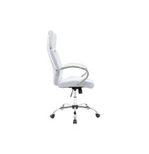 Sillón de Dirección en Piel Sintética Blanco - 125/117 x 64 x 60 cm - Patas Metálicas.