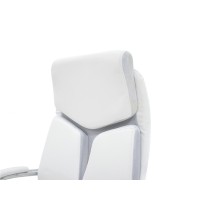 Sillón de Dirección en Piel Sintética Blanco - 125/117 x 64 x 60 cm - Patas Metálicas.