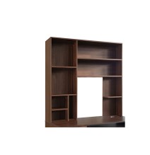 Escritorio-Librería Nogal con Múltiples Estantes y 2 Cajones, 120x55x182 cm, Mueble Multifuncional para Oficina o Estudio