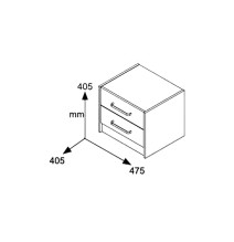 Mesilla de Noche con 2 Cajones, Wengue, 47,5x40,5x40,5cm - Diseño Actual.